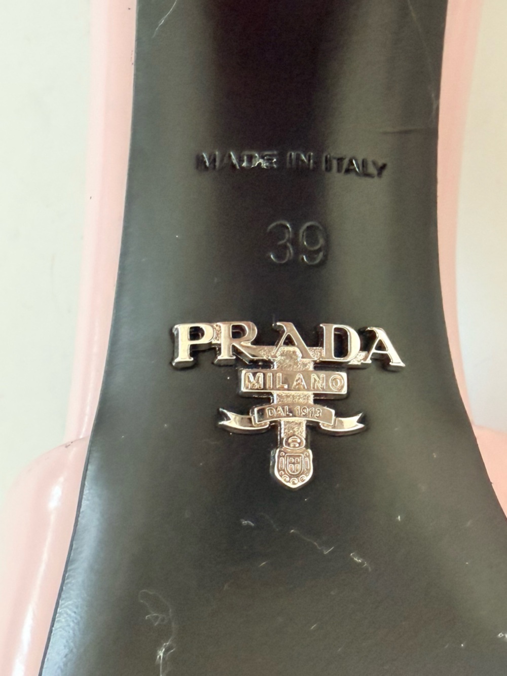 Prada Pink Rosette Triangle logo Square Toe slide Mule kitten Heels EU 39 US 9 - Picture 8 of 13